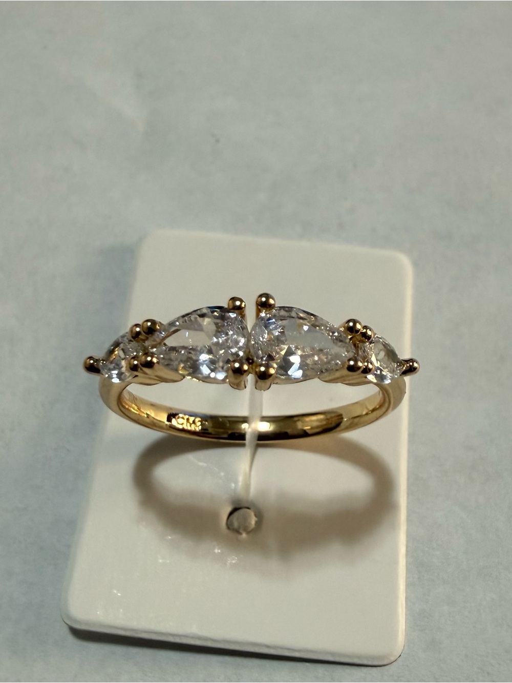 14k Gold Electroplated Marquise CZ Stones Ring - Women Jewelry